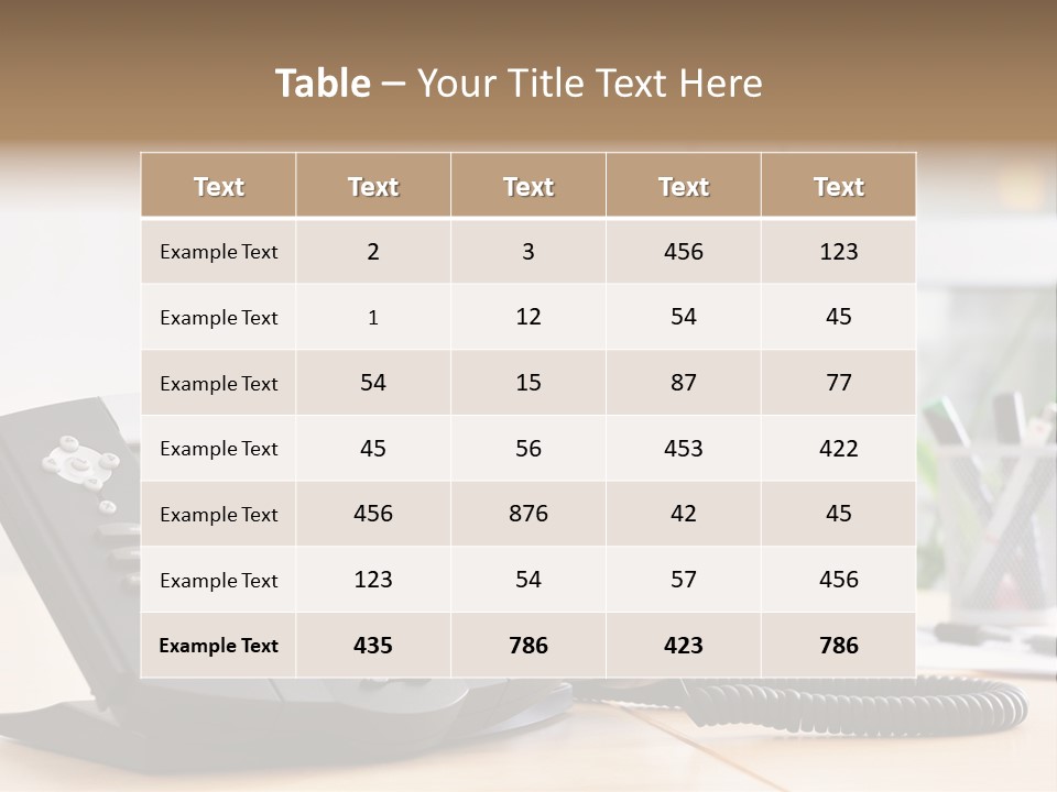A Phone Sitting On Top Of A Wooden Desk PowerPoint Template
