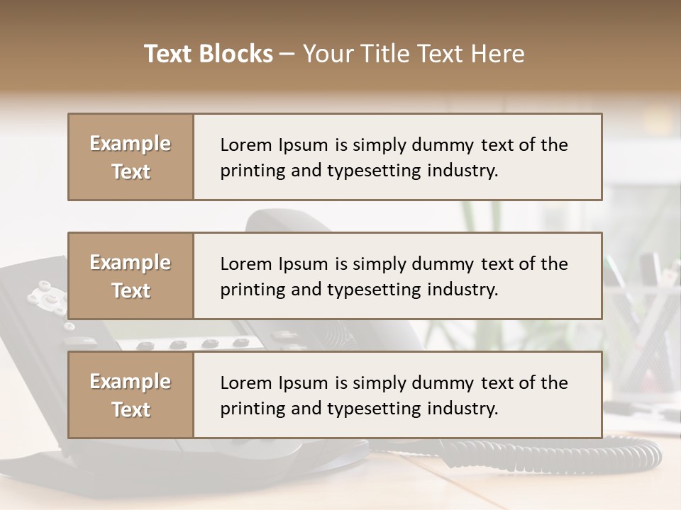 A Phone Sitting On Top Of A Wooden Desk PowerPoint Template