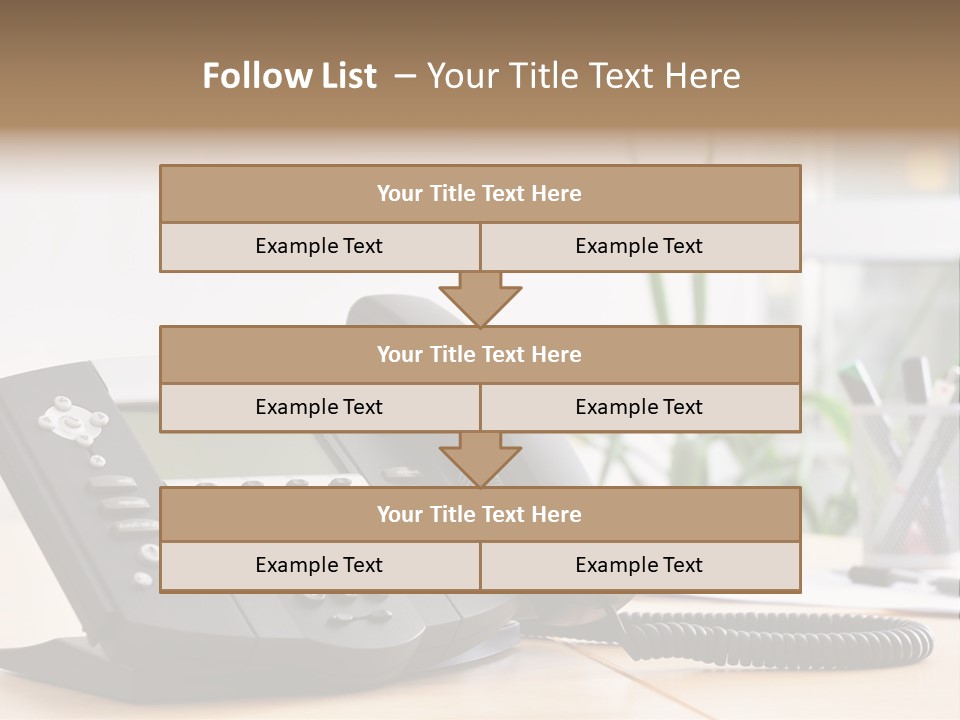 A Phone Sitting On Top Of A Wooden Desk PowerPoint Template