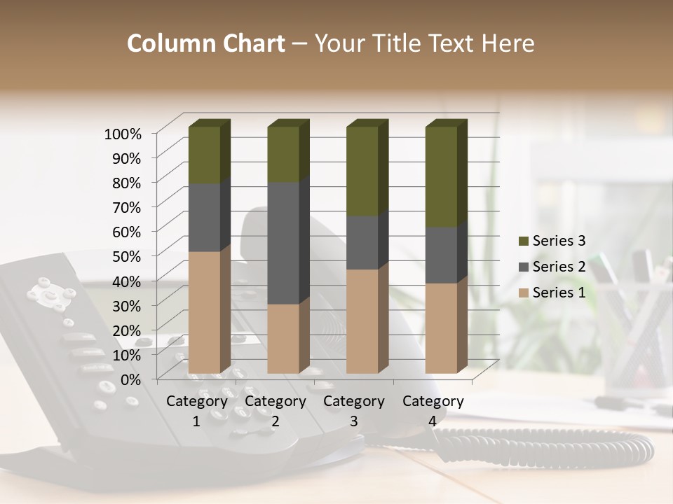 A Phone Sitting On Top Of A Wooden Desk PowerPoint Template