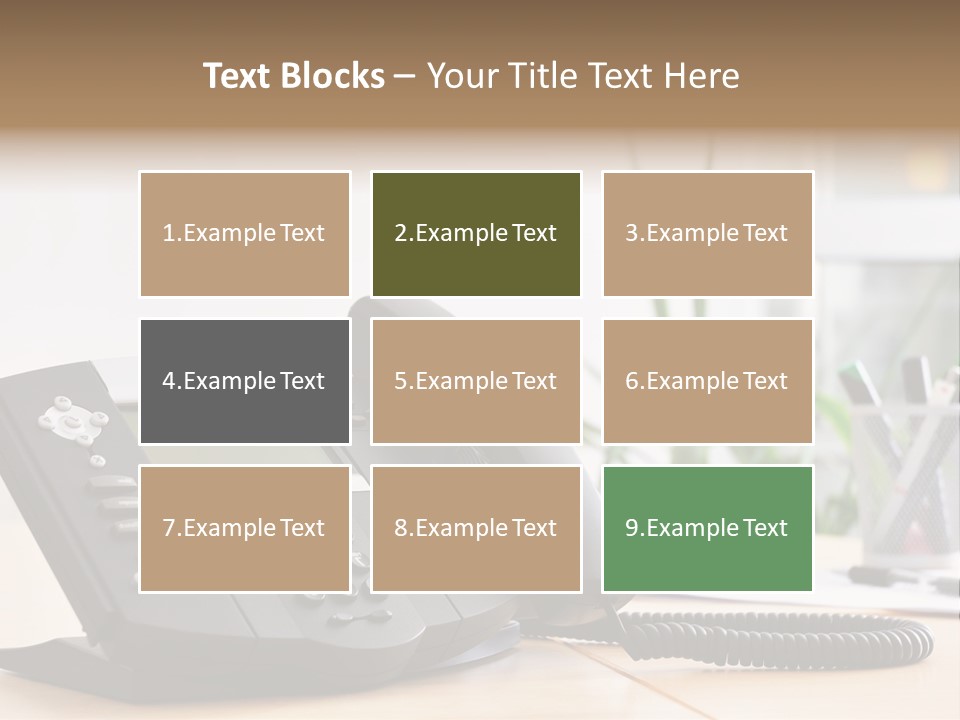 A Phone Sitting On Top Of A Wooden Desk PowerPoint Template