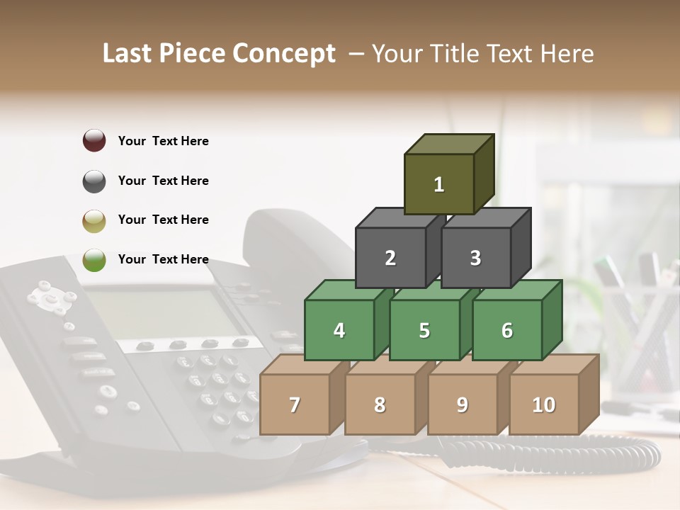 A Phone Sitting On Top Of A Wooden Desk PowerPoint Template