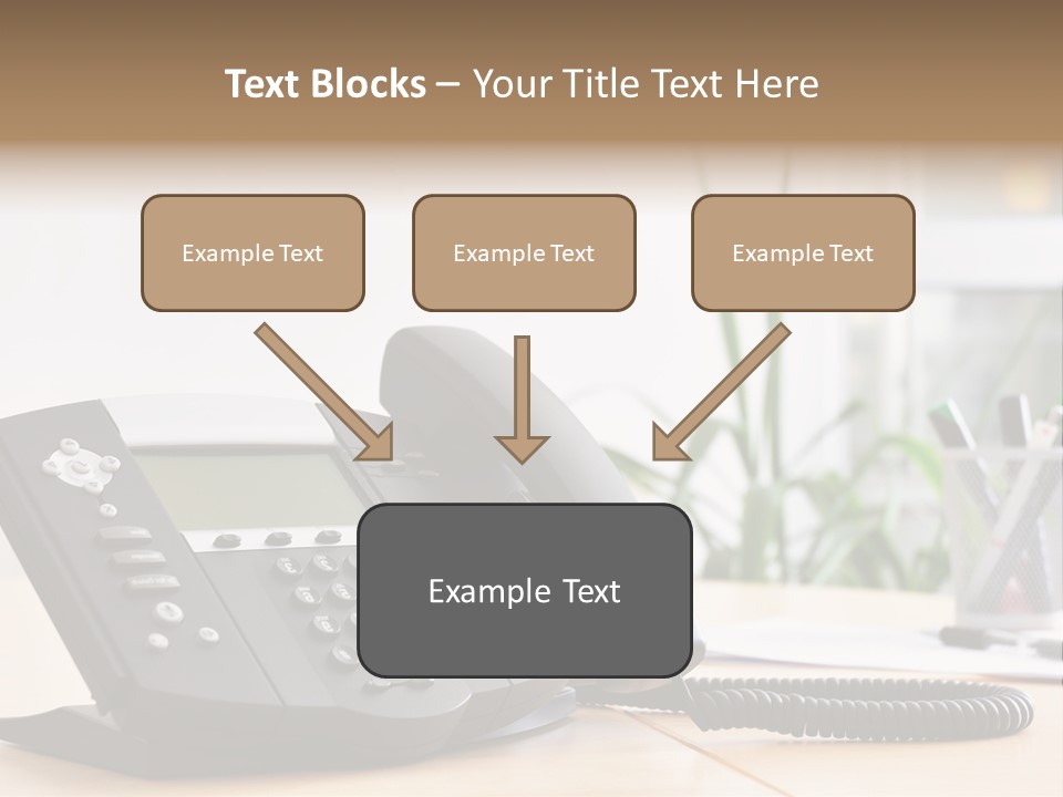 A Phone Sitting On Top Of A Wooden Desk PowerPoint Template