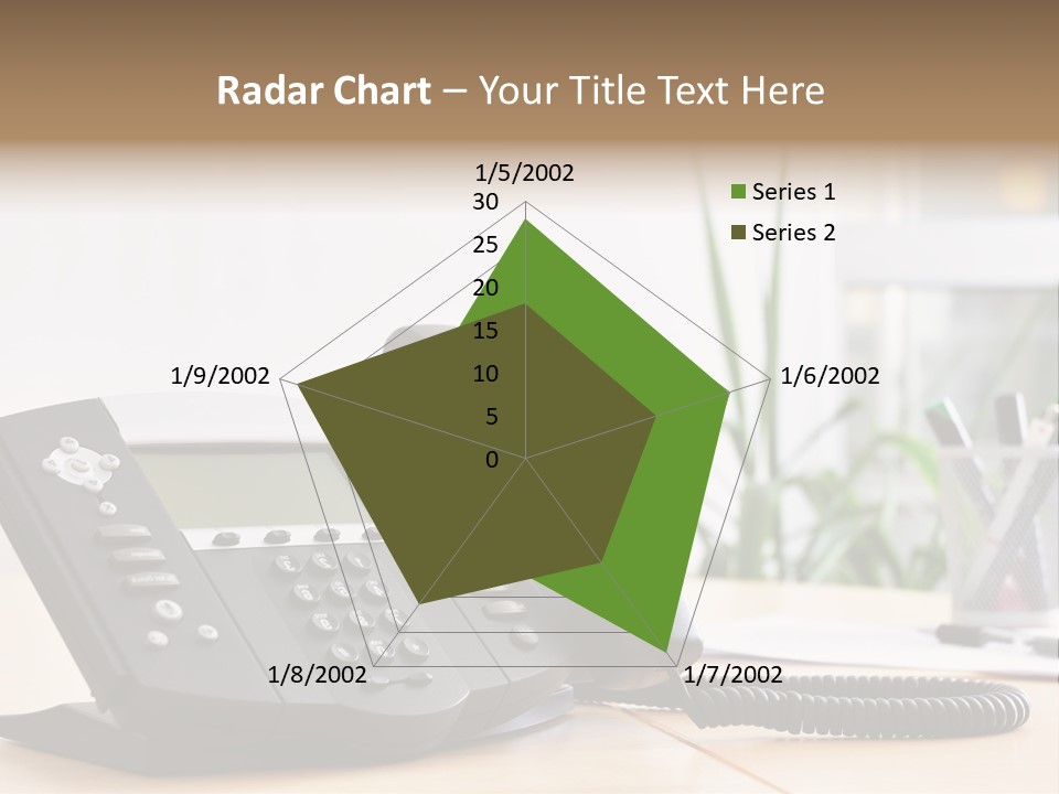 A Phone Sitting On Top Of A Wooden Desk PowerPoint Template