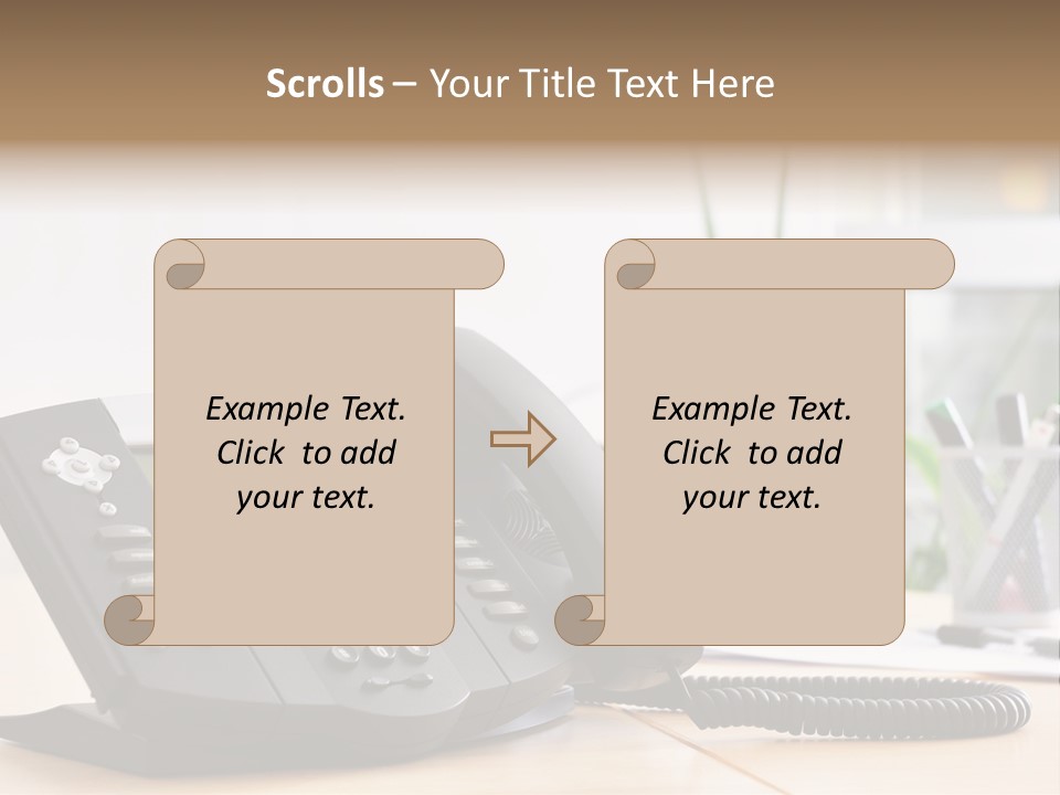 A Phone Sitting On Top Of A Wooden Desk PowerPoint Template