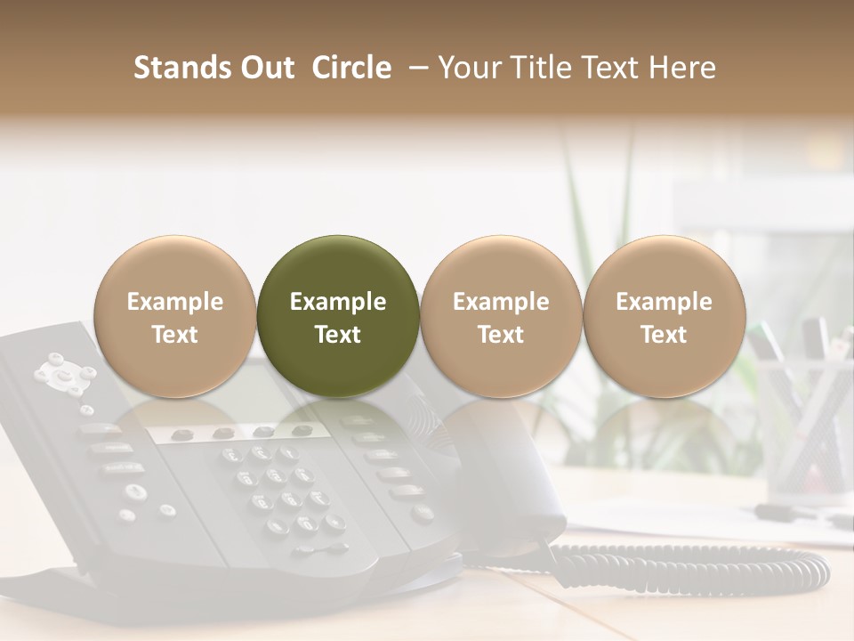 A Phone Sitting On Top Of A Wooden Desk PowerPoint Template