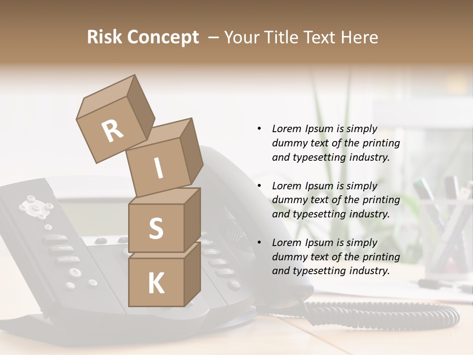 A Phone Sitting On Top Of A Wooden Desk PowerPoint Template