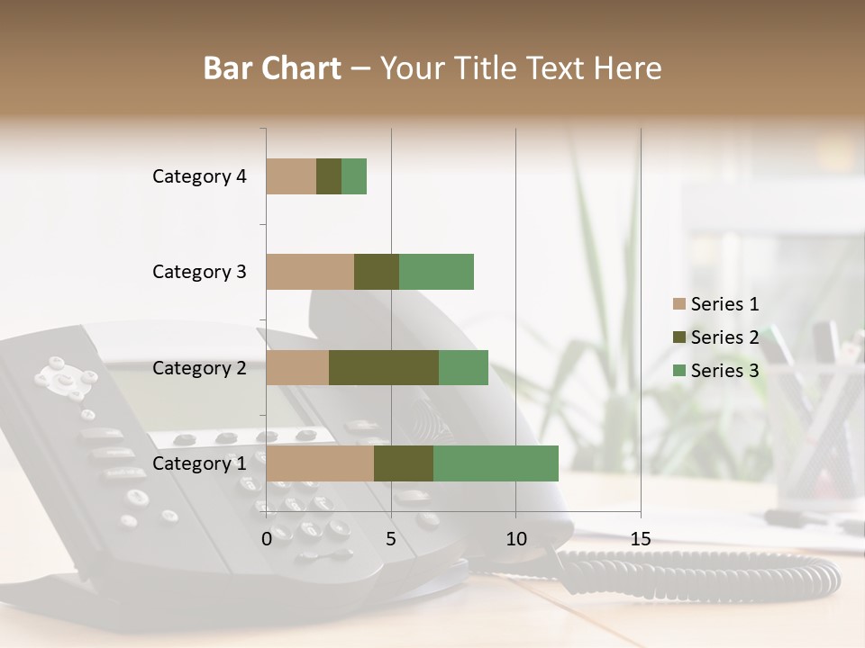A Phone Sitting On Top Of A Wooden Desk PowerPoint Template