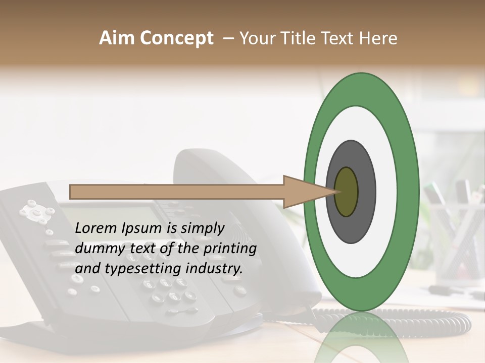 A Phone Sitting On Top Of A Wooden Desk PowerPoint Template