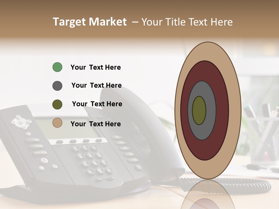 A Phone Sitting On Top Of A Wooden Desk PowerPoint Template