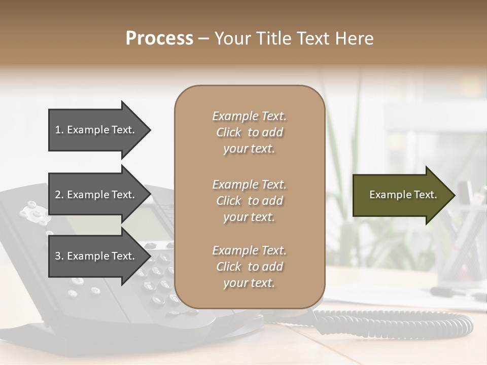 A Phone Sitting On Top Of A Wooden Desk PowerPoint Template