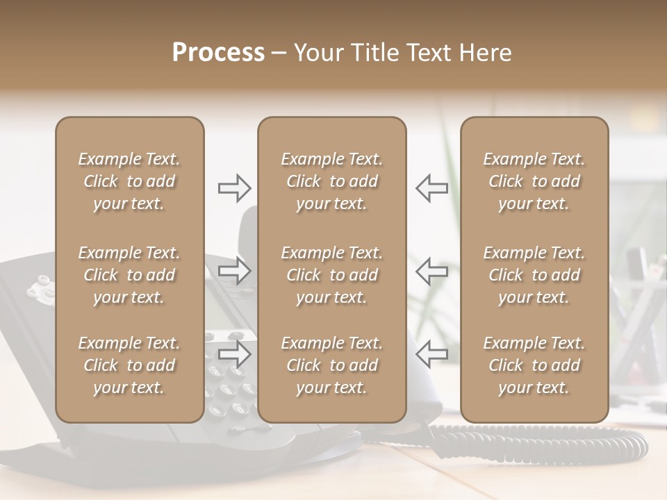 A Phone Sitting On Top Of A Wooden Desk PowerPoint Template