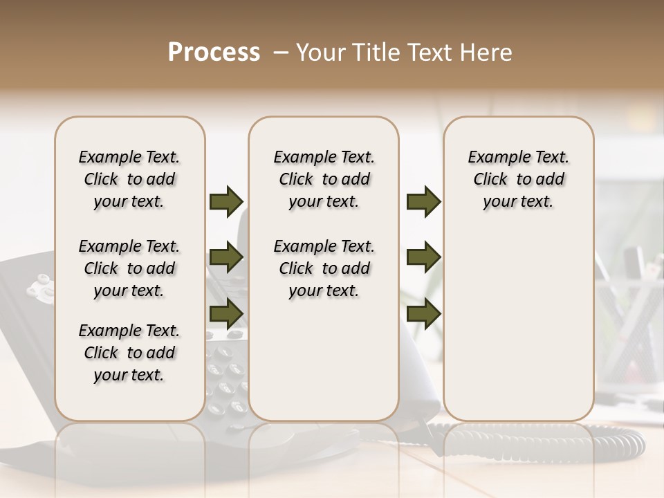 A Phone Sitting On Top Of A Wooden Desk PowerPoint Template
