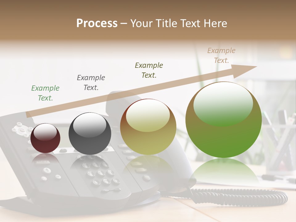 A Phone Sitting On Top Of A Wooden Desk PowerPoint Template