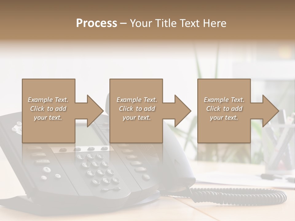 A Phone Sitting On Top Of A Wooden Desk PowerPoint Template