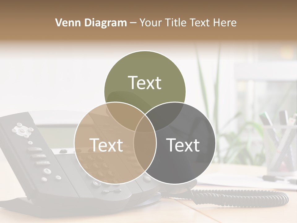 A Phone Sitting On Top Of A Wooden Desk PowerPoint Template