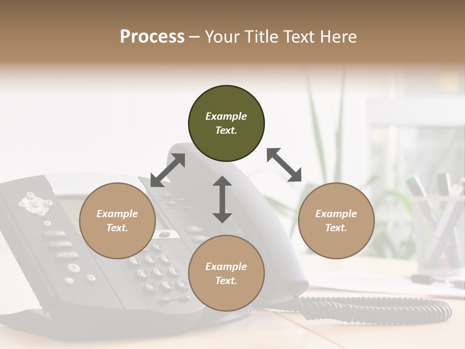 A Phone Sitting On Top Of A Wooden Desk PowerPoint Template