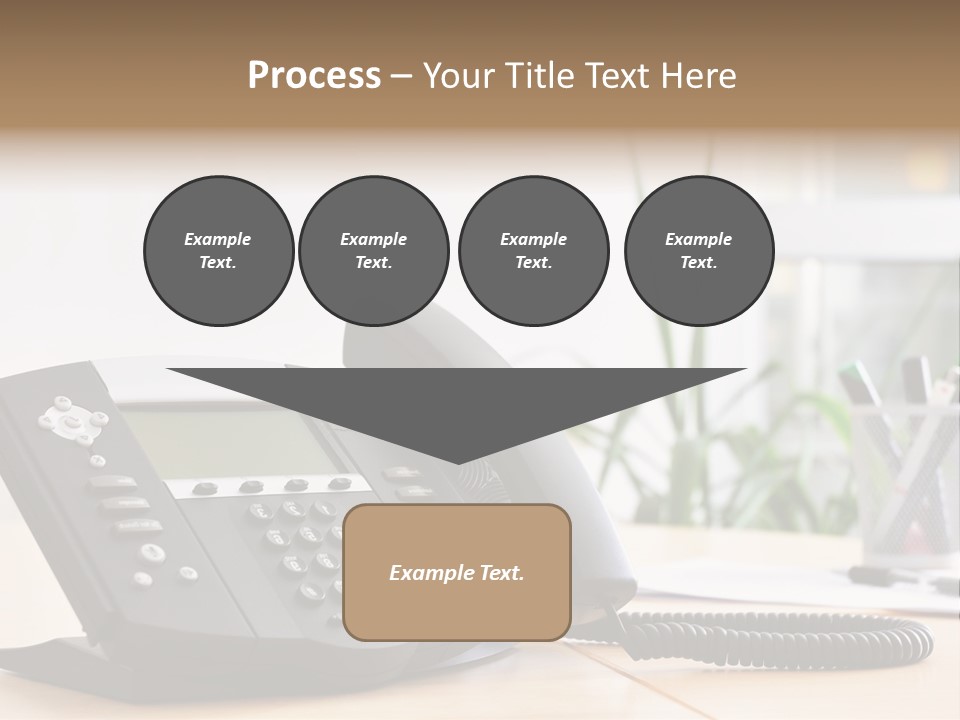 A Phone Sitting On Top Of A Wooden Desk PowerPoint Template