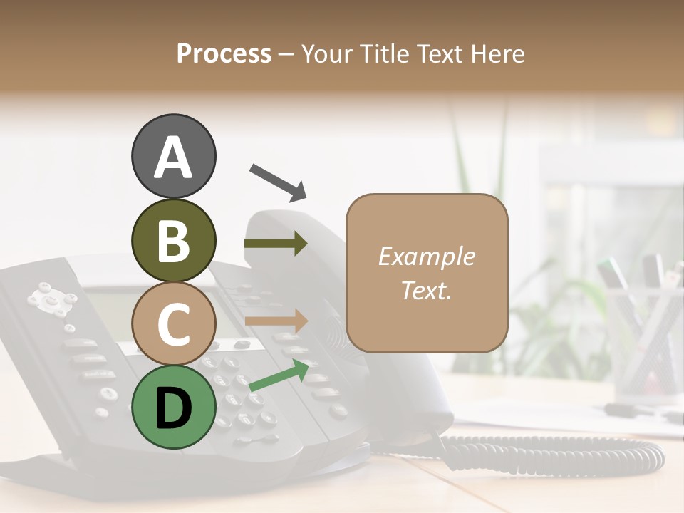 A Phone Sitting On Top Of A Wooden Desk PowerPoint Template