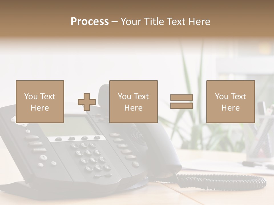 A Phone Sitting On Top Of A Wooden Desk PowerPoint Template