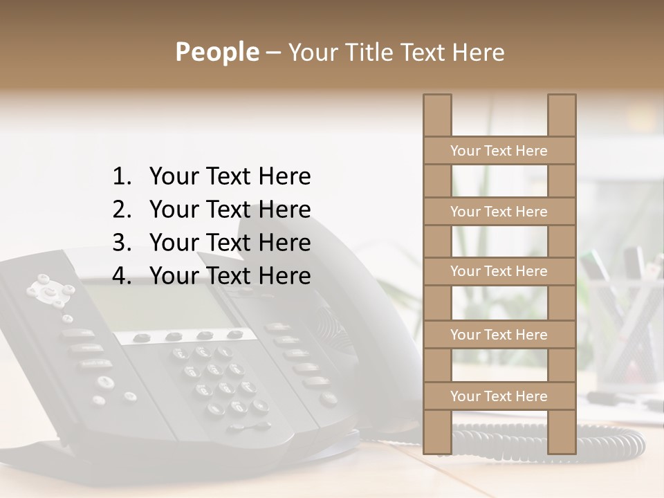 A Phone Sitting On Top Of A Wooden Desk PowerPoint Template