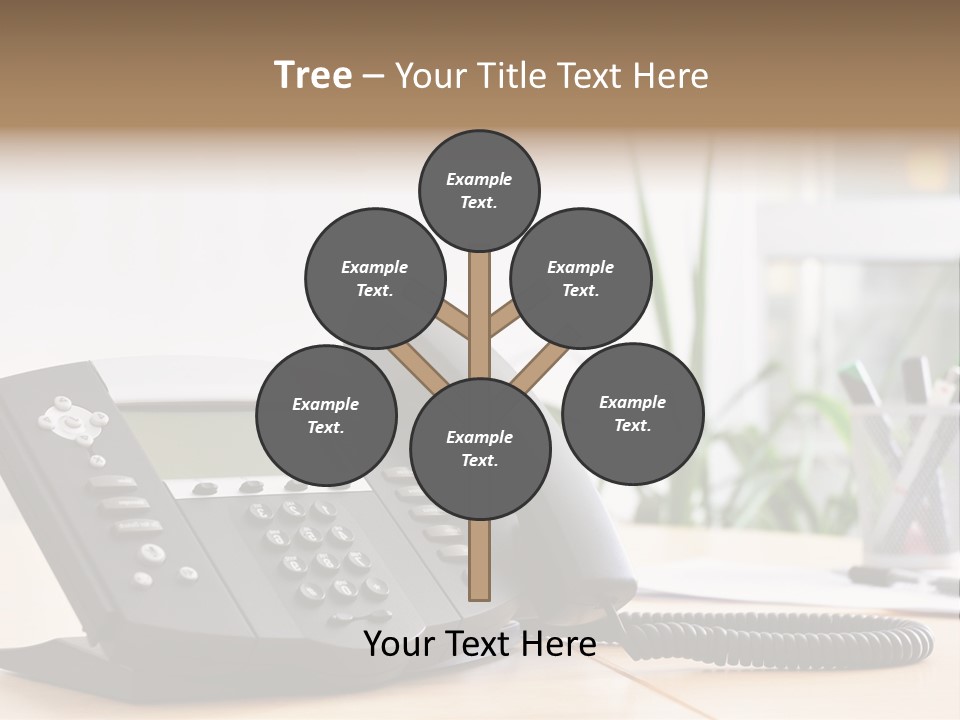 A Phone Sitting On Top Of A Wooden Desk PowerPoint Template