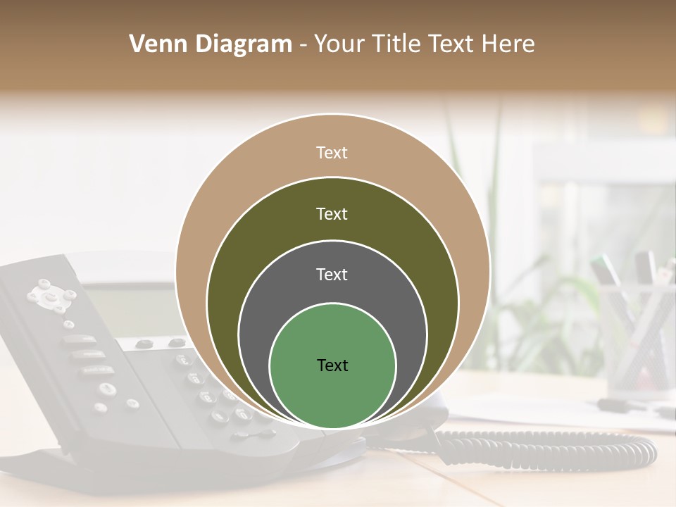 A Phone Sitting On Top Of A Wooden Desk PowerPoint Template