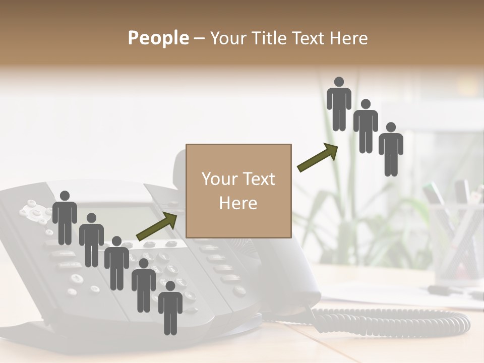 A Phone Sitting On Top Of A Wooden Desk PowerPoint Template