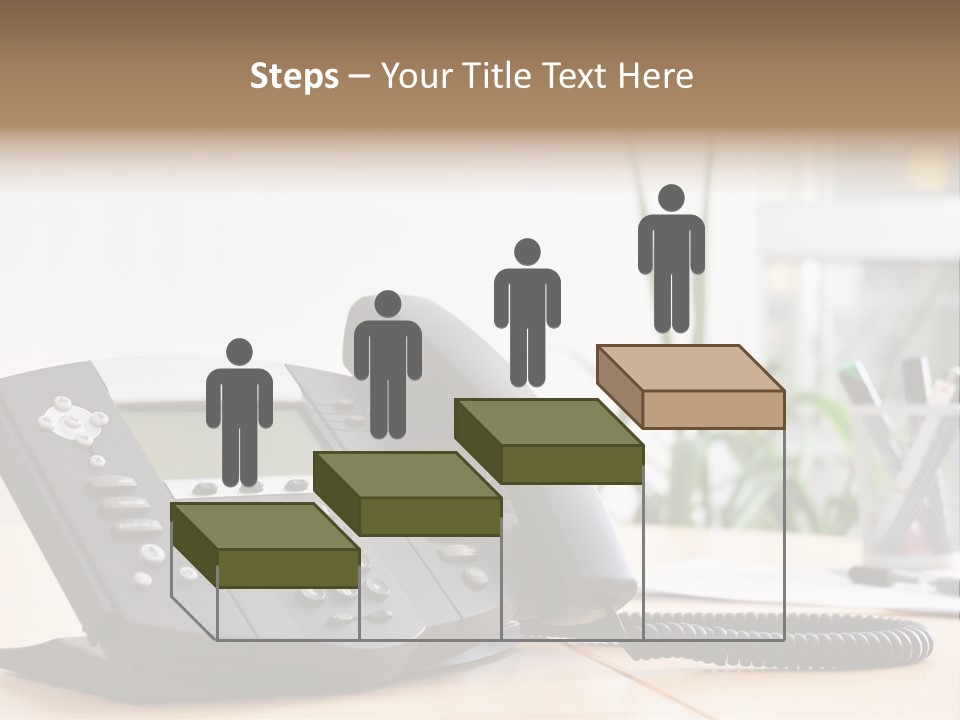 A Phone Sitting On Top Of A Wooden Desk PowerPoint Template