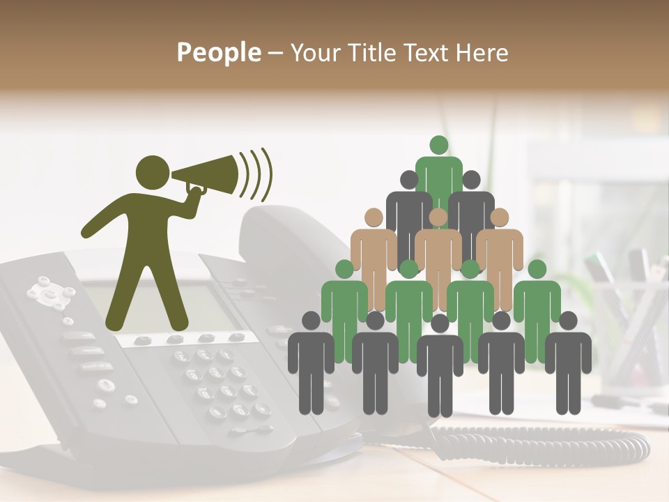 A Phone Sitting On Top Of A Wooden Desk PowerPoint Template