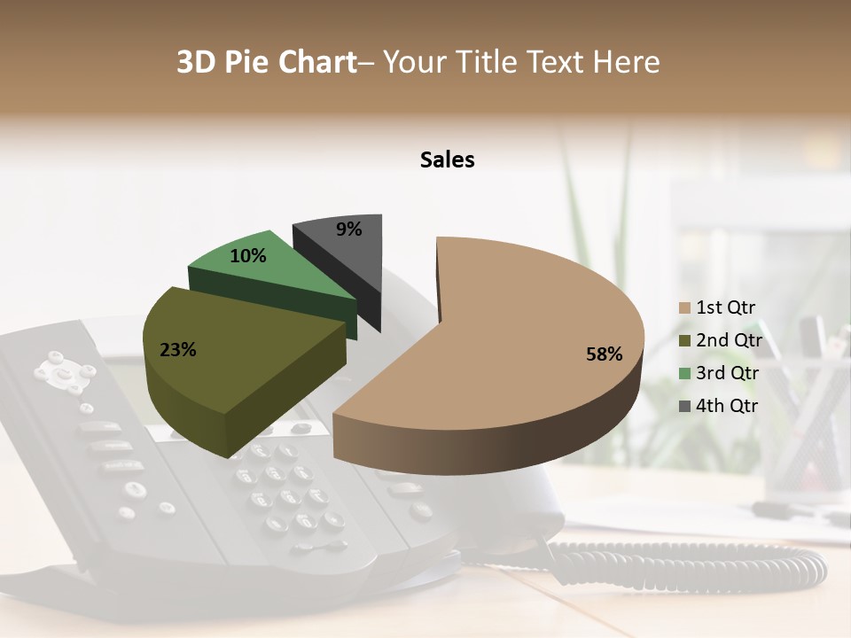 A Phone Sitting On Top Of A Wooden Desk PowerPoint Template
