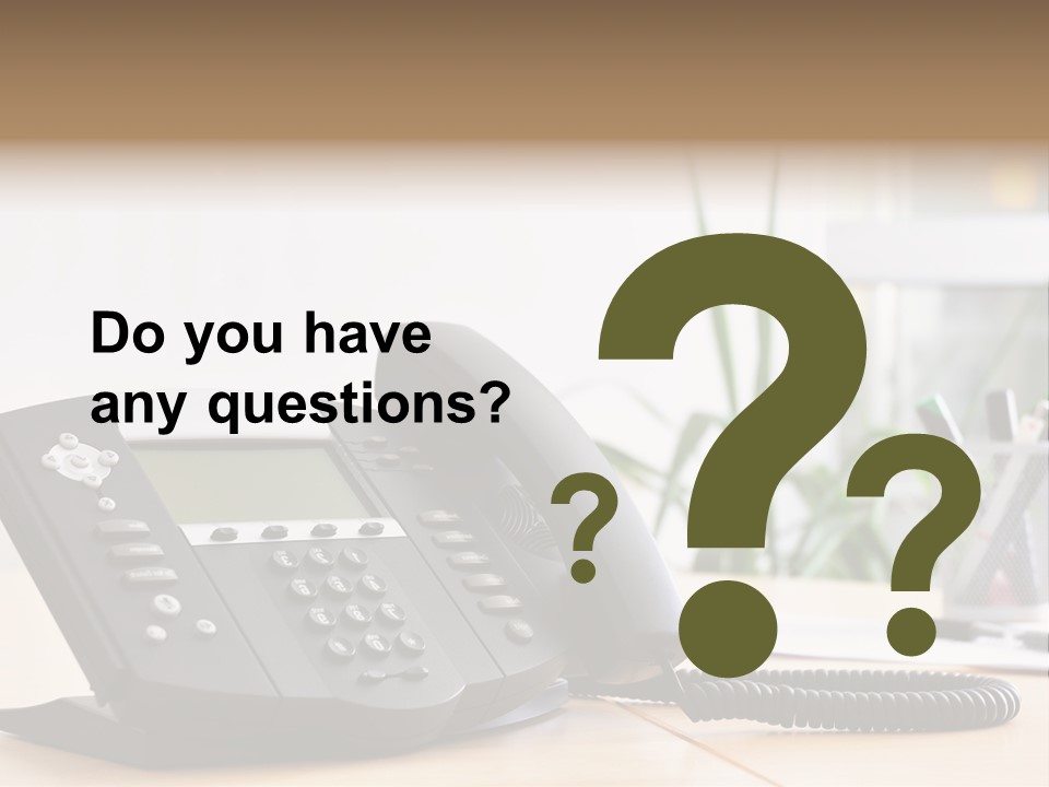 A Phone Sitting On Top Of A Wooden Desk PowerPoint Template