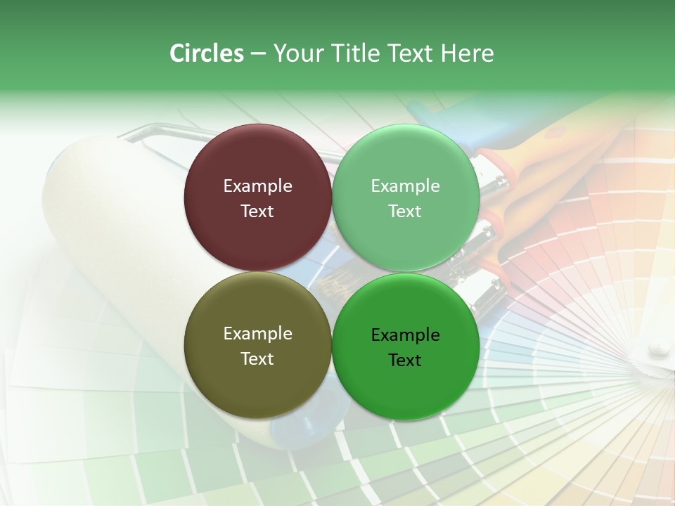 A Group Of Paint Brushes And A Paint Roller On A White Background PowerPoint Template