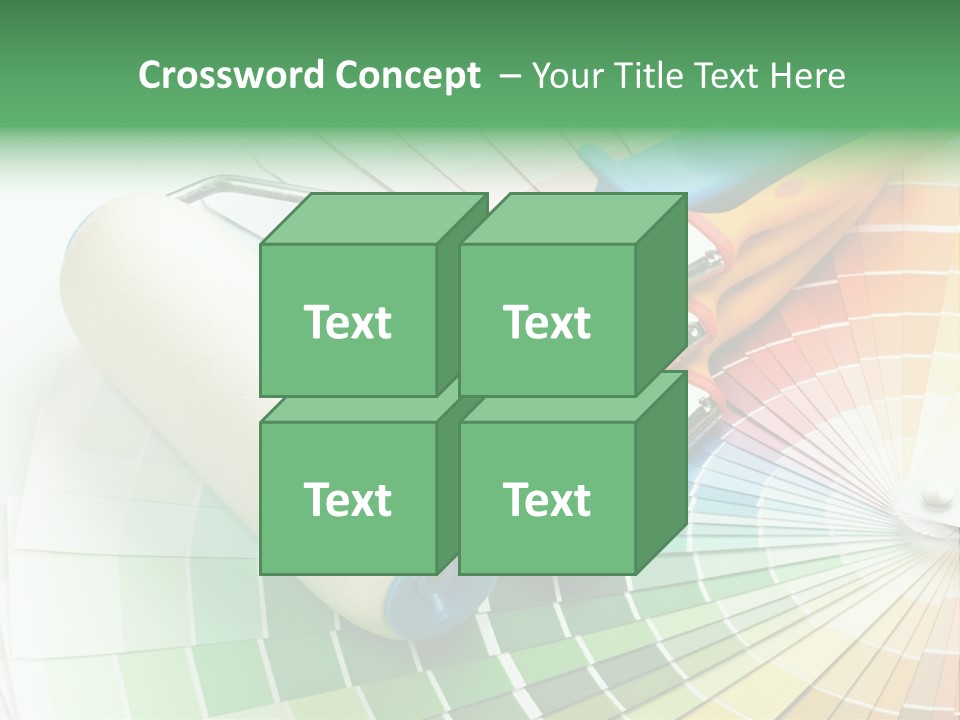 A Group Of Paint Brushes And A Paint Roller On A White Background PowerPoint Template