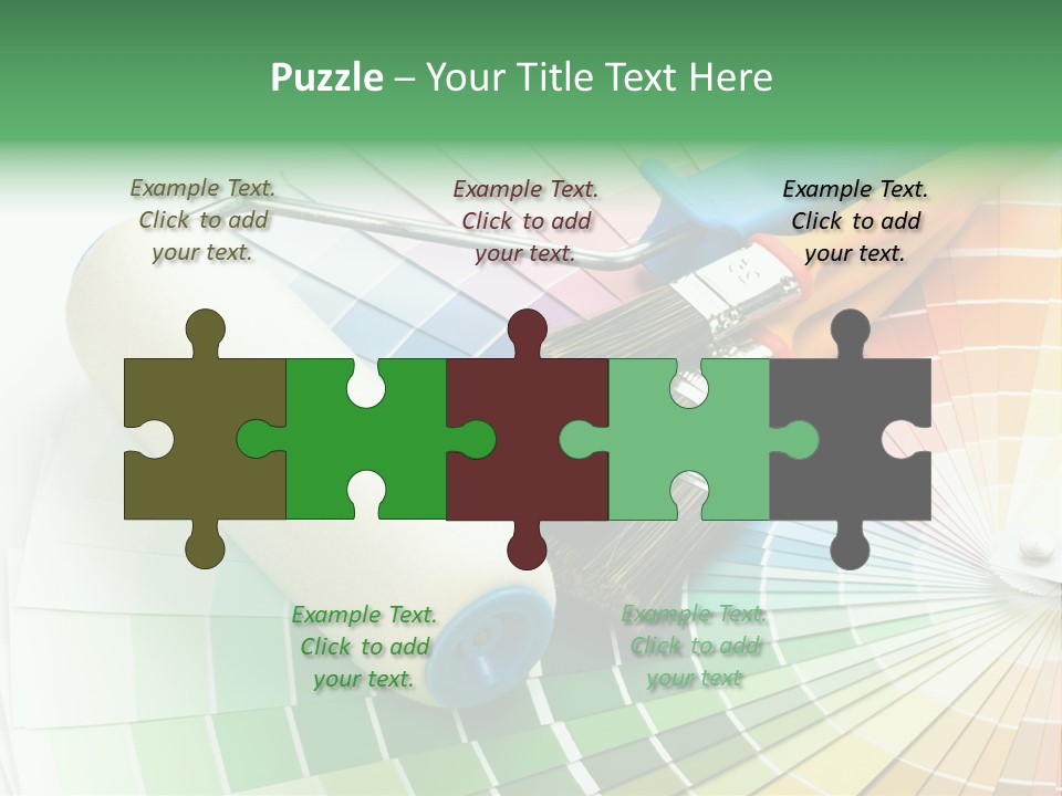 A Group Of Paint Brushes And A Paint Roller On A White Background PowerPoint Template