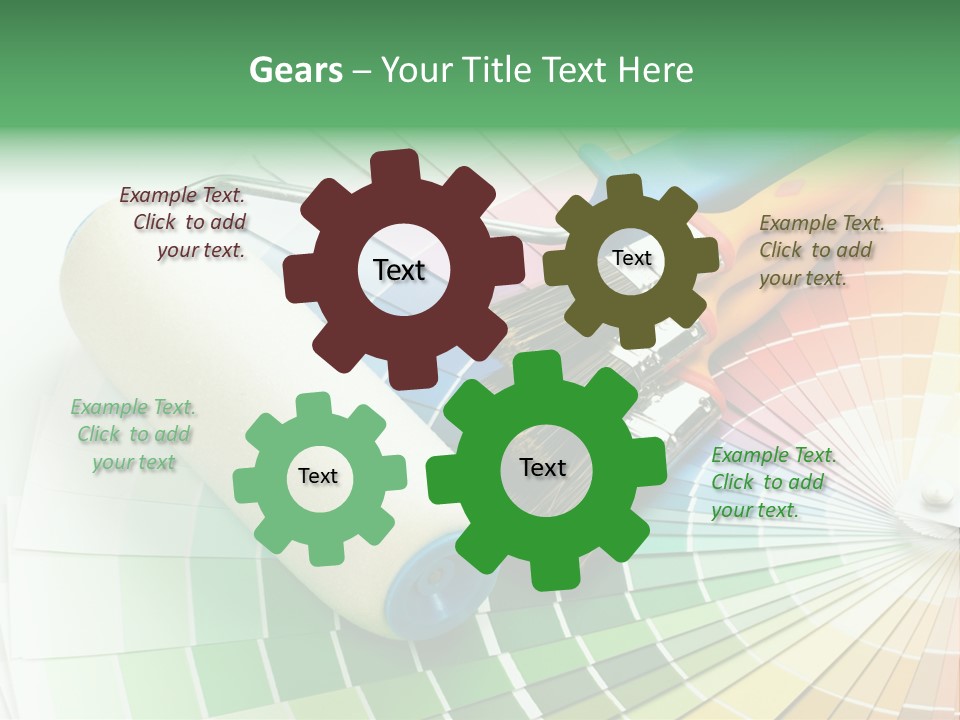 A Group Of Paint Brushes And A Paint Roller On A White Background PowerPoint Template