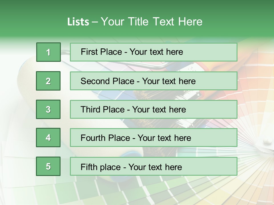 A Group Of Paint Brushes And A Paint Roller On A White Background PowerPoint Template