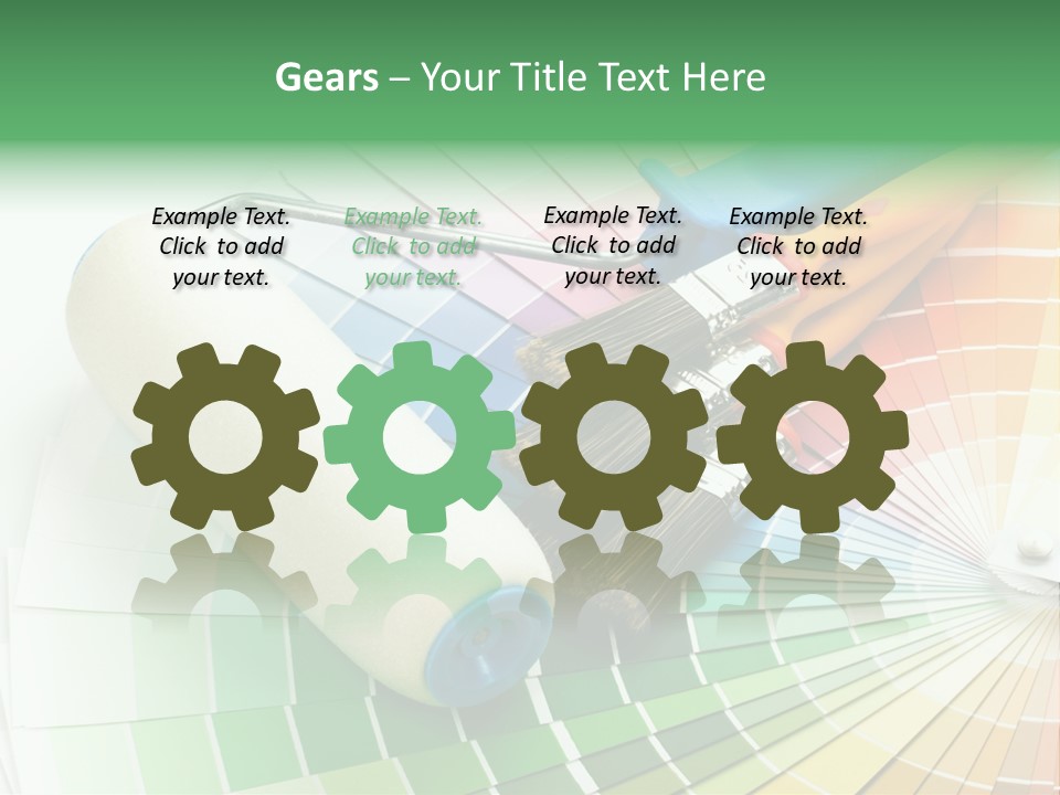 A Group Of Paint Brushes And A Paint Roller On A White Background PowerPoint Template