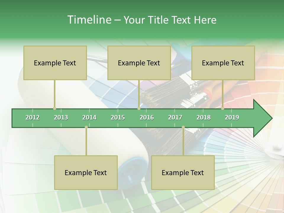 A Group Of Paint Brushes And A Paint Roller On A White Background PowerPoint Template