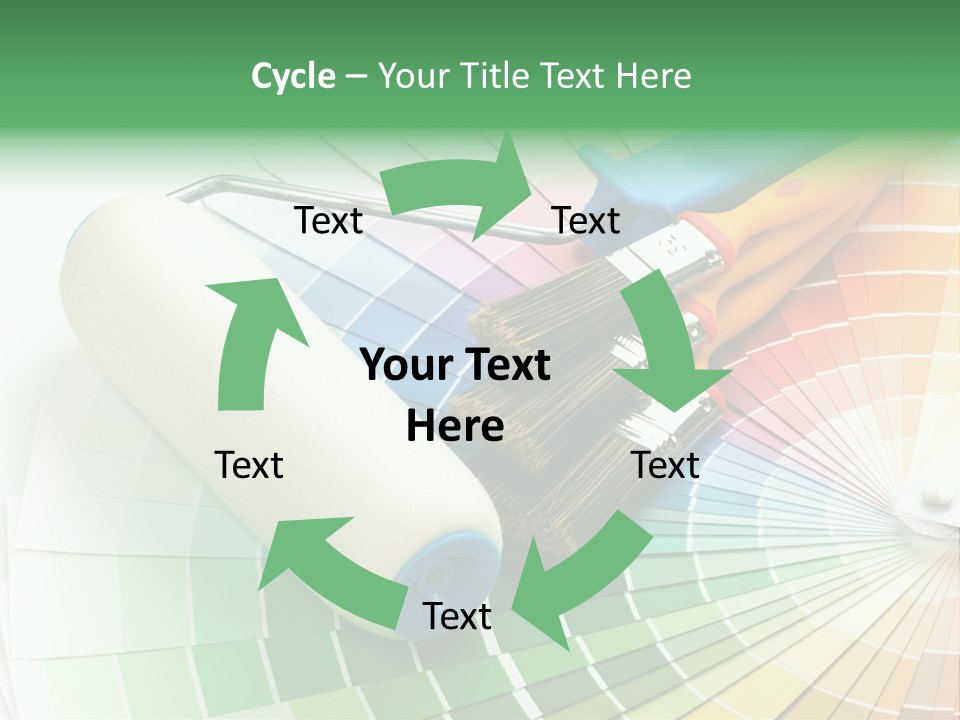 A Group Of Paint Brushes And A Paint Roller On A White Background PowerPoint Template