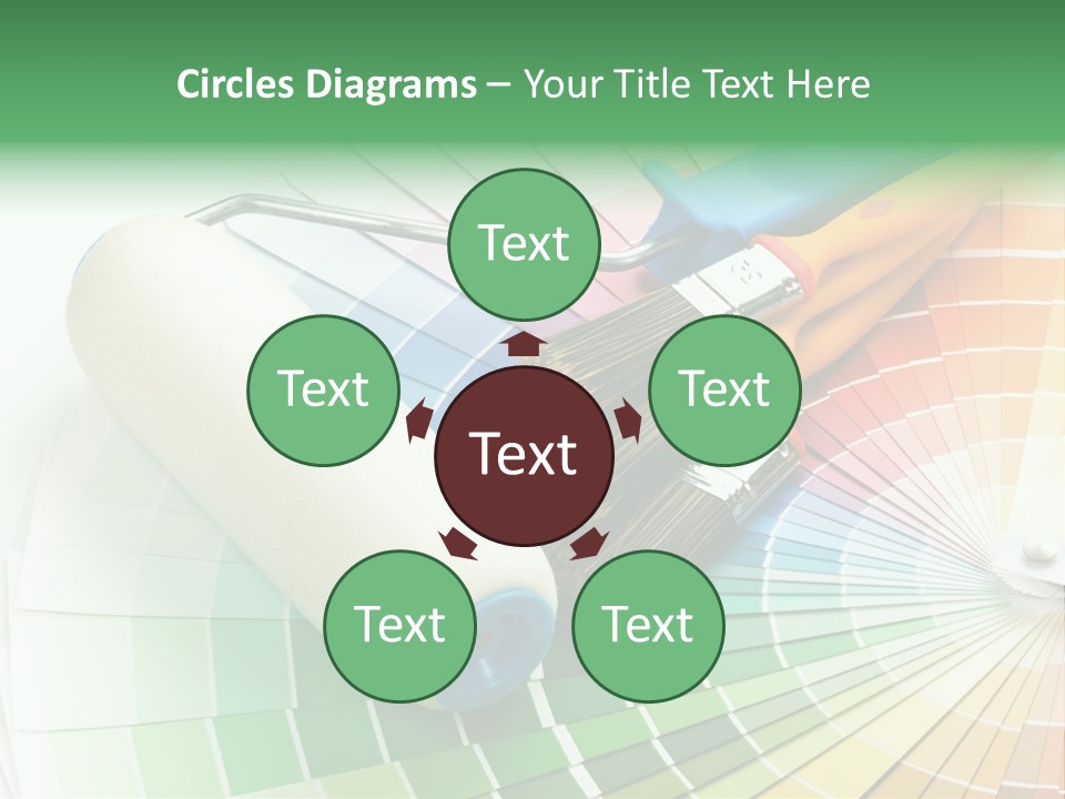 A Group Of Paint Brushes And A Paint Roller On A White Background PowerPoint Template