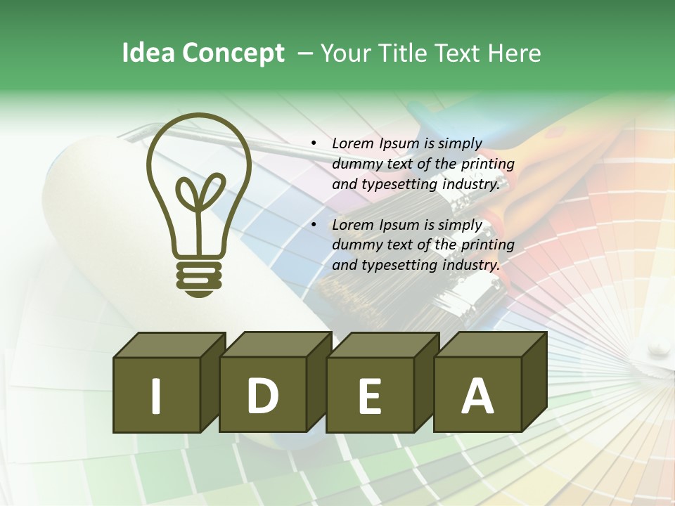 A Group Of Paint Brushes And A Paint Roller On A White Background PowerPoint Template