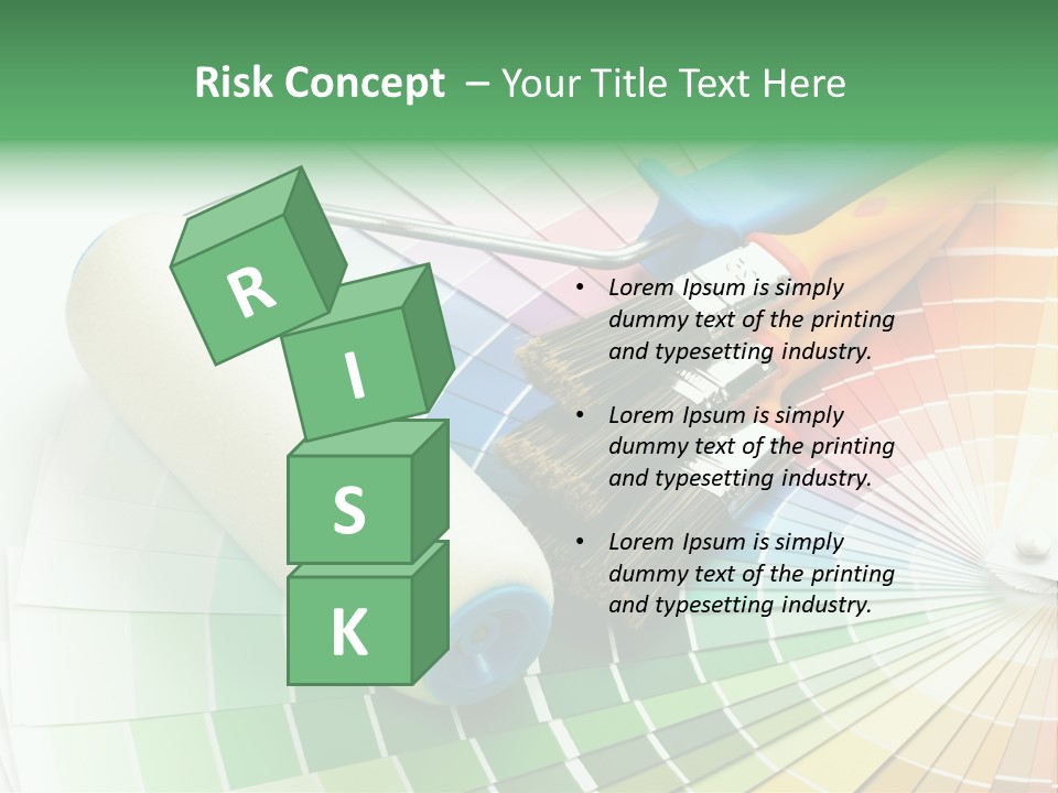 A Group Of Paint Brushes And A Paint Roller On A White Background PowerPoint Template