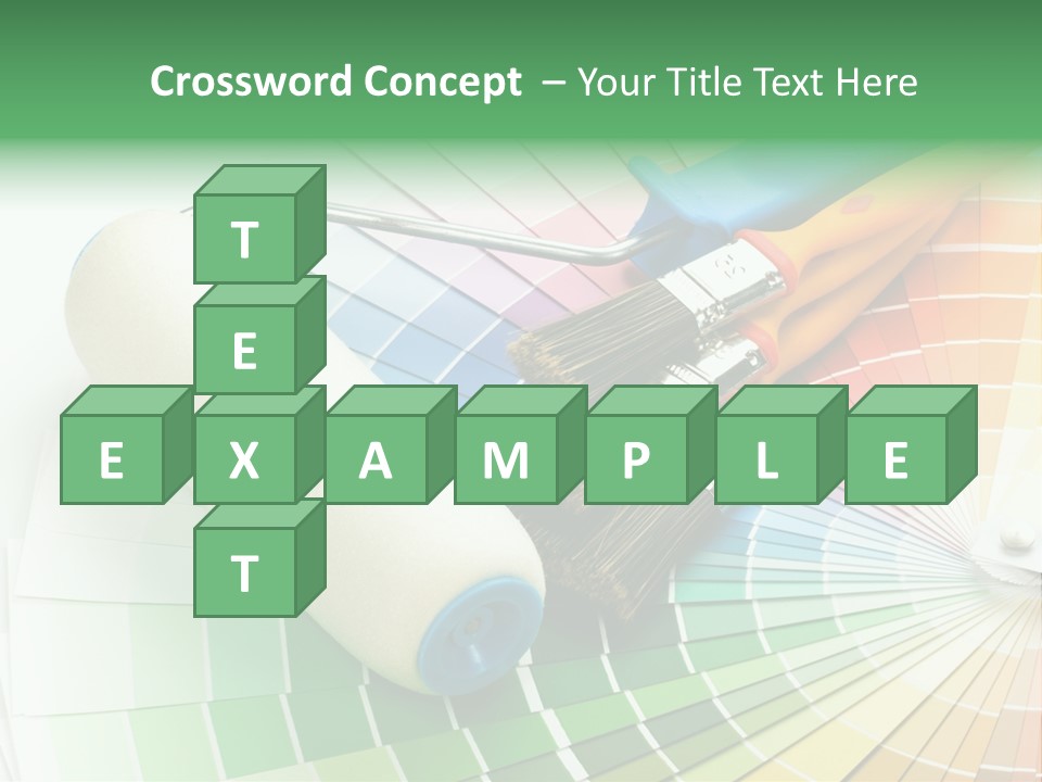 A Group Of Paint Brushes And A Paint Roller On A White Background PowerPoint Template