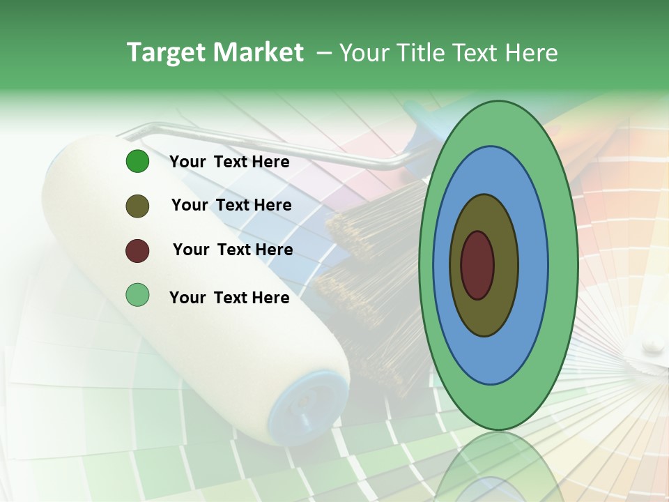 A Group Of Paint Brushes And A Paint Roller On A White Background PowerPoint Template