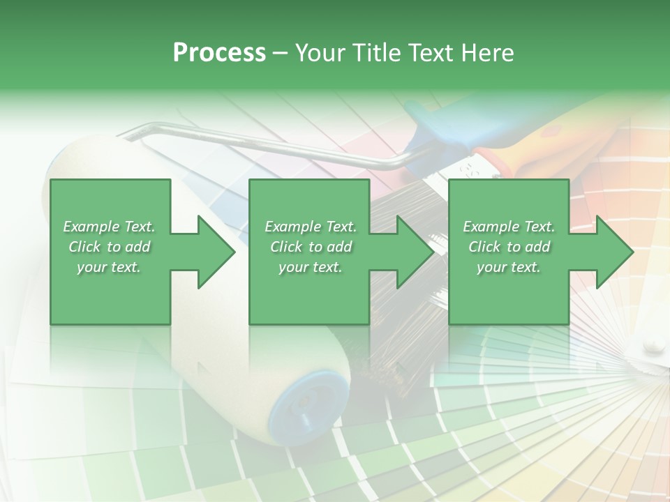 A Group Of Paint Brushes And A Paint Roller On A White Background PowerPoint Template