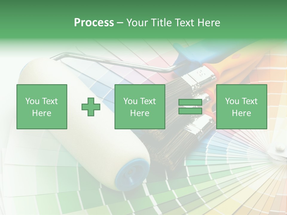 A Group Of Paint Brushes And A Paint Roller On A White Background PowerPoint Template