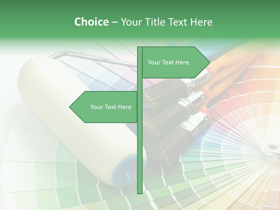 A Group Of Paint Brushes And A Paint Roller On A White Background PowerPoint Template
