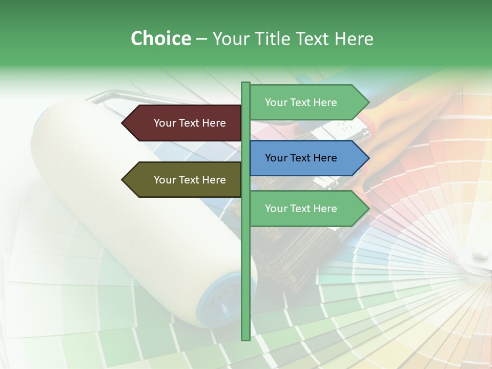 A Group Of Paint Brushes And A Paint Roller On A White Background PowerPoint Template