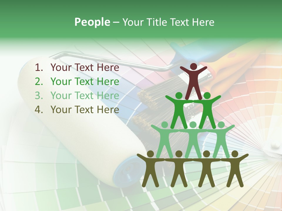 A Group Of Paint Brushes And A Paint Roller On A White Background PowerPoint Template